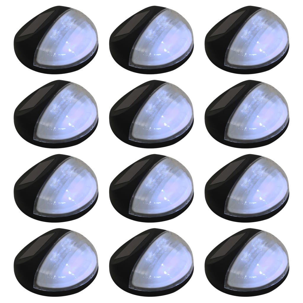 Outdoor Solar Wall Lights LED 12 Pcs. Round Black