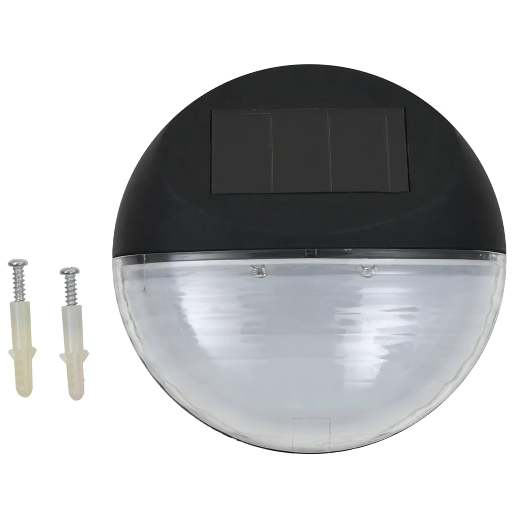 Outdoor Solar Wall Lights LED 12 Pcs. Round Black