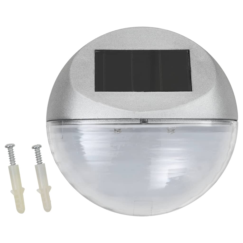 Outdoor Solar Wall Lights LED 12 Pcs. Round Silver