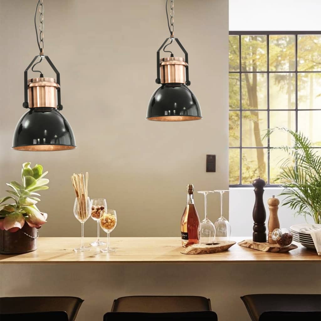 Ceiling lamp 2 pcs. Black Round E27