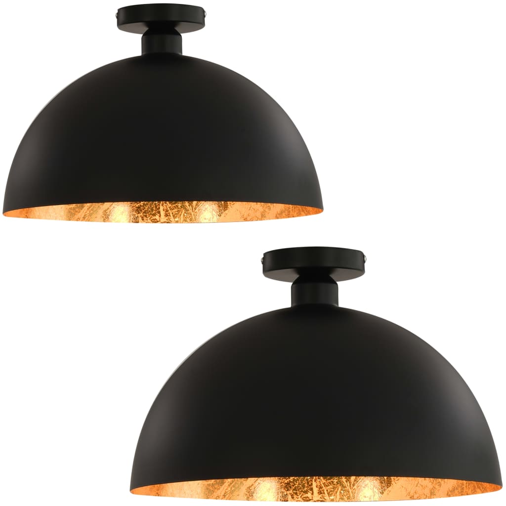 Ceiling Lights 2 pcs. Black and Gold Hemispherical E27