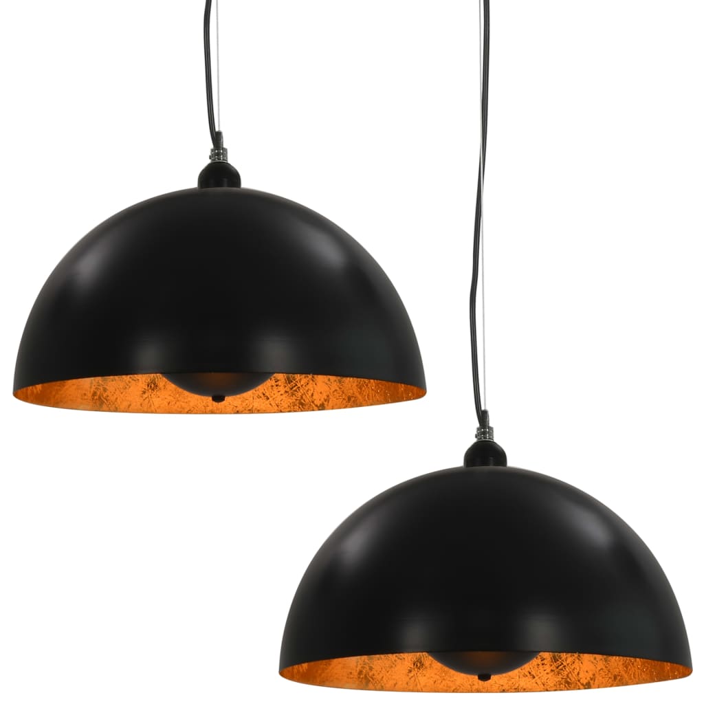 Ceiling lights 2 pcs. Black and gold hemispherical 40cm E27