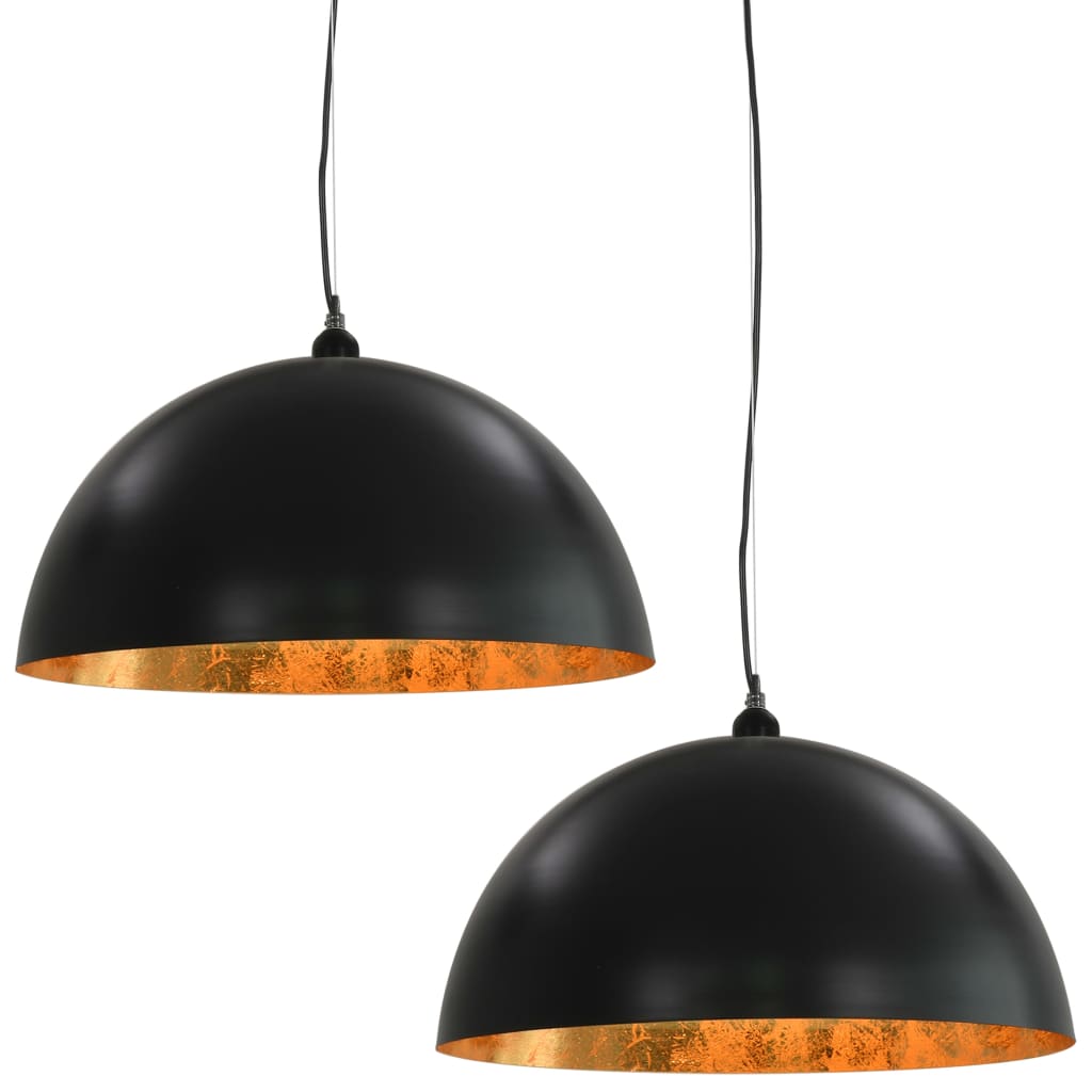 Ceiling lights 2 pcs. Black and gold hemispherical 50cm E27