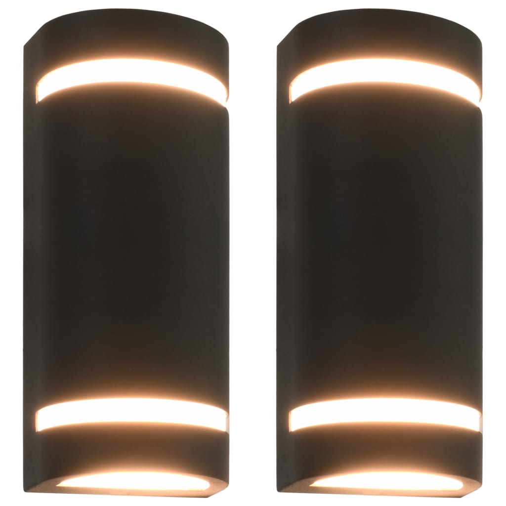 Outdoor Wall Lights 2 pcs. 35 W Black Half Round