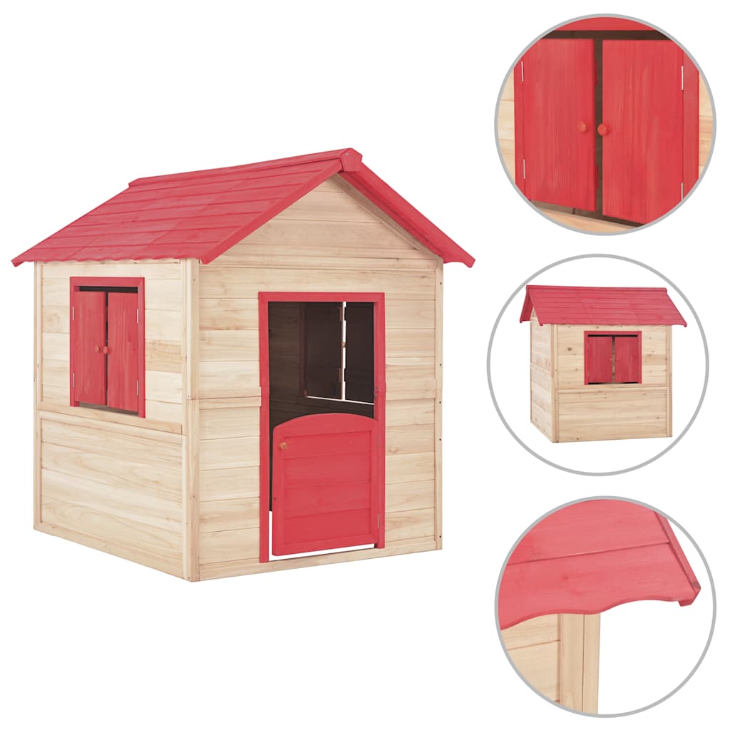 Children's playhouse fir wood red