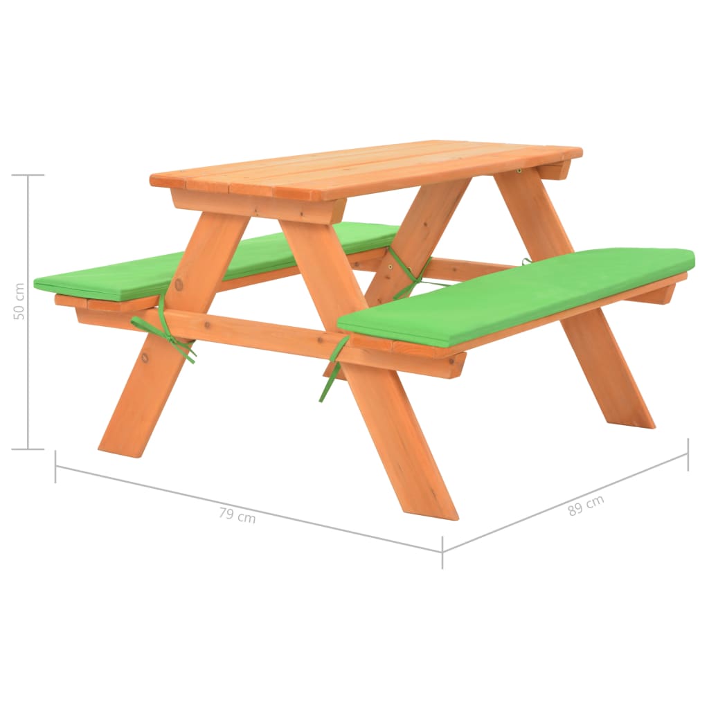 Children's picnic table with benches 89×79×50 cm solid fir wood