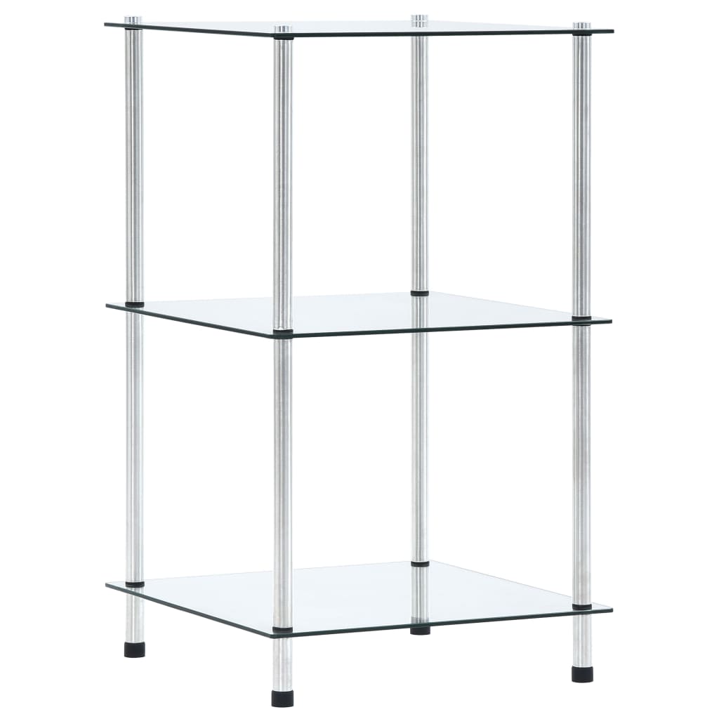 Regal mit 3 Ablagen Transparent 40x40x67 cm Hartglas