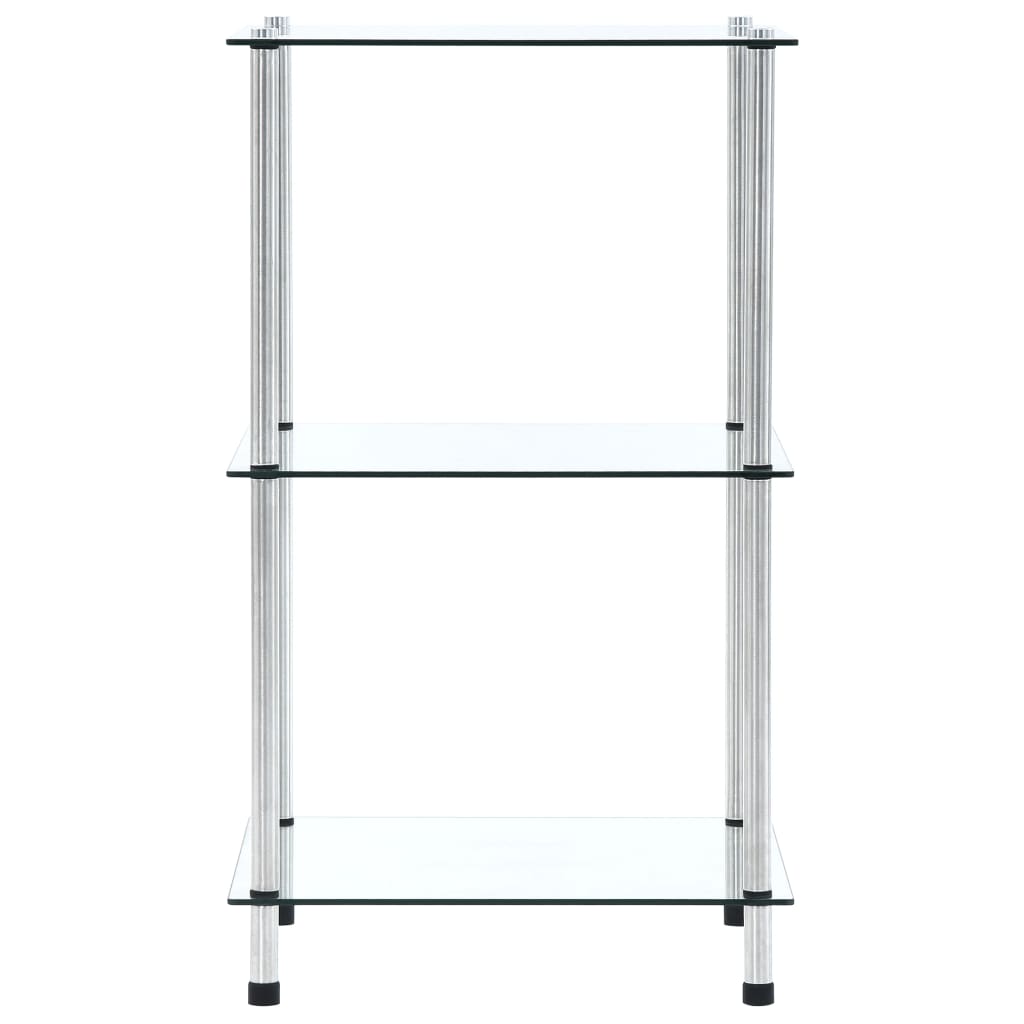 Regal mit 3 Ablagen Transparent 40x40x67 cm Hartglas