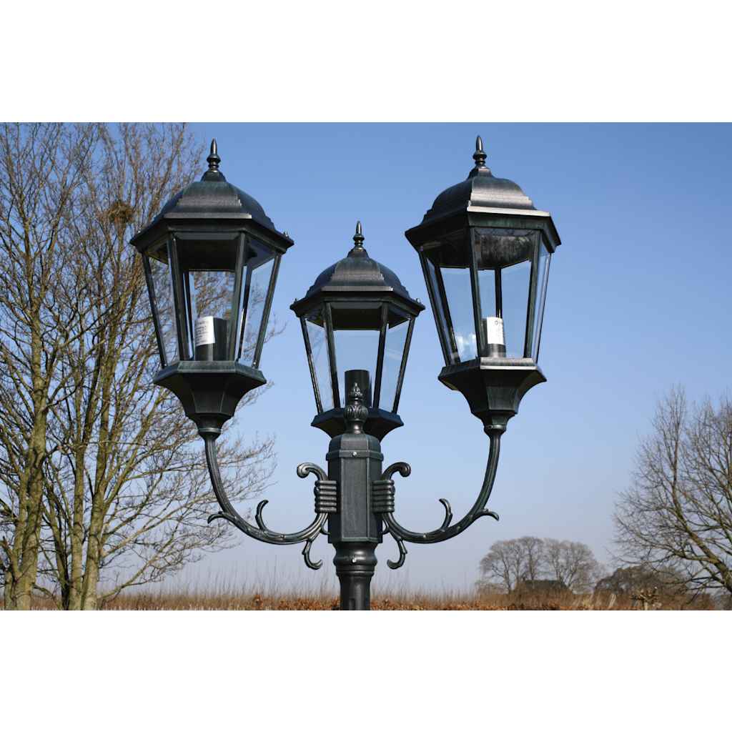 Garden Lantern 3-flame 230 cm Dark Green/Black Aluminum