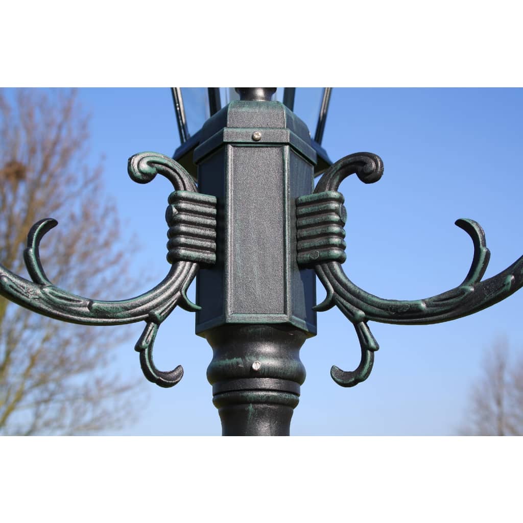 Garden Lantern 2-flame 230 cm Dark Green/Black Aluminum