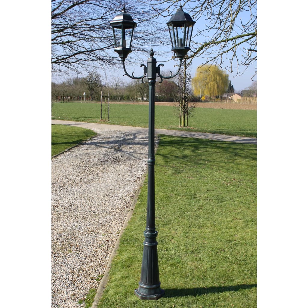 Garden Lantern 2-flame 230 cm Dark Green/Black Aluminum