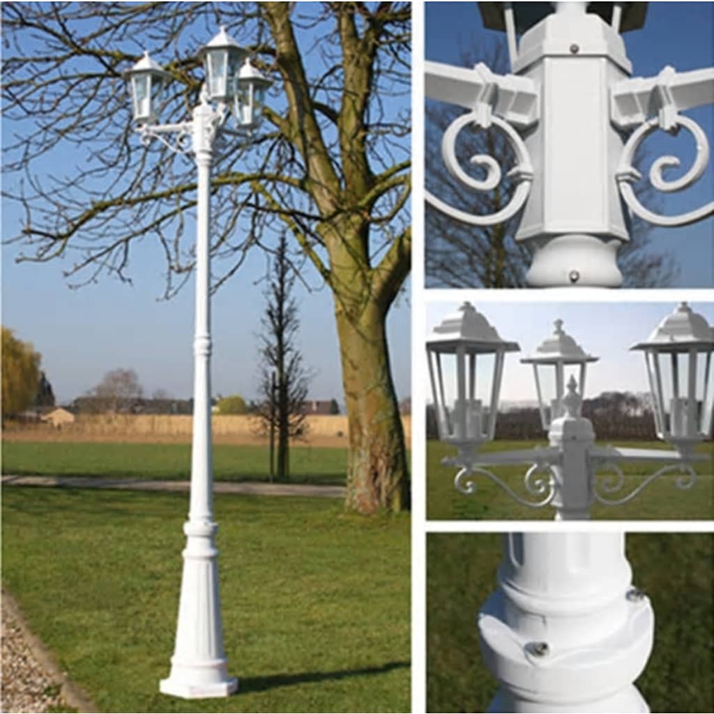 Garden Lantern 3-flame 215 cm White Aluminum