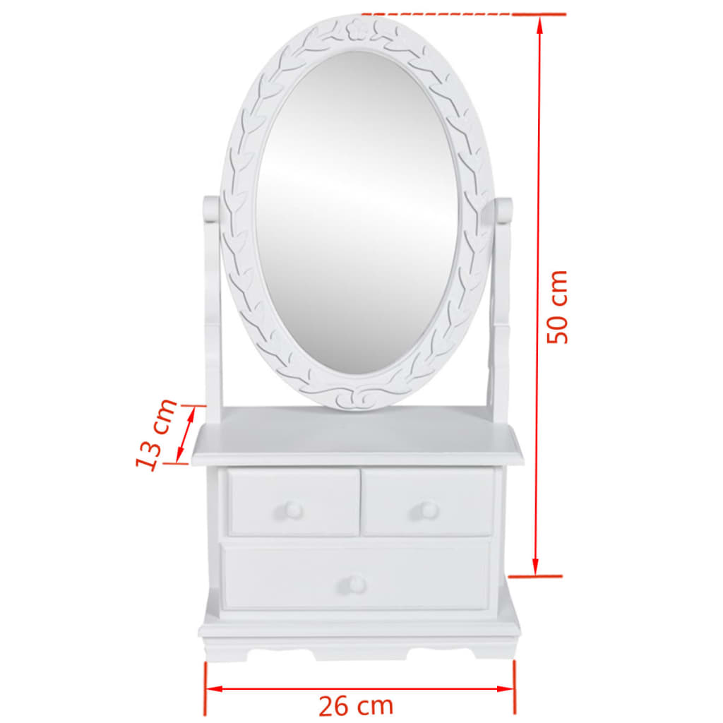 Schminktisch mit ovalem Schwenkspiegel MDF