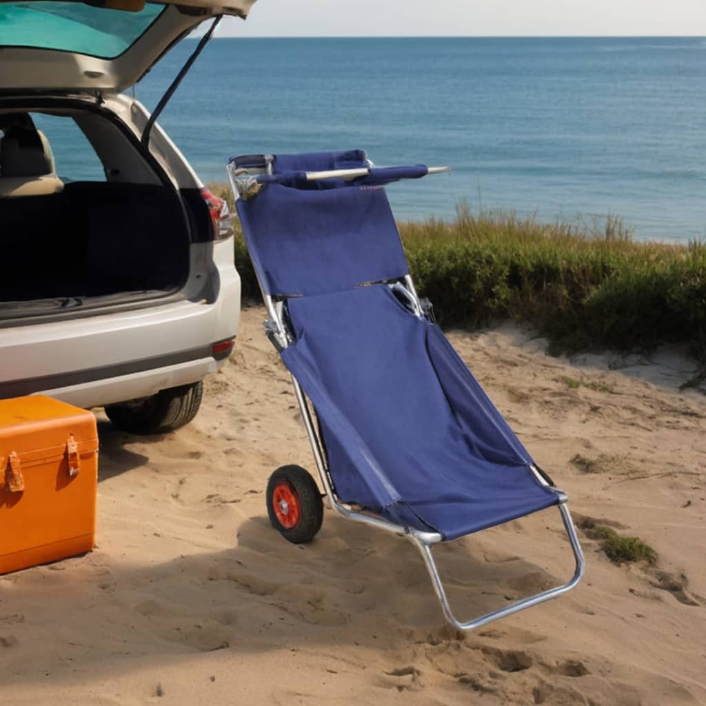 Strandwagen mit Rädern Tragbar Klappbar Blau