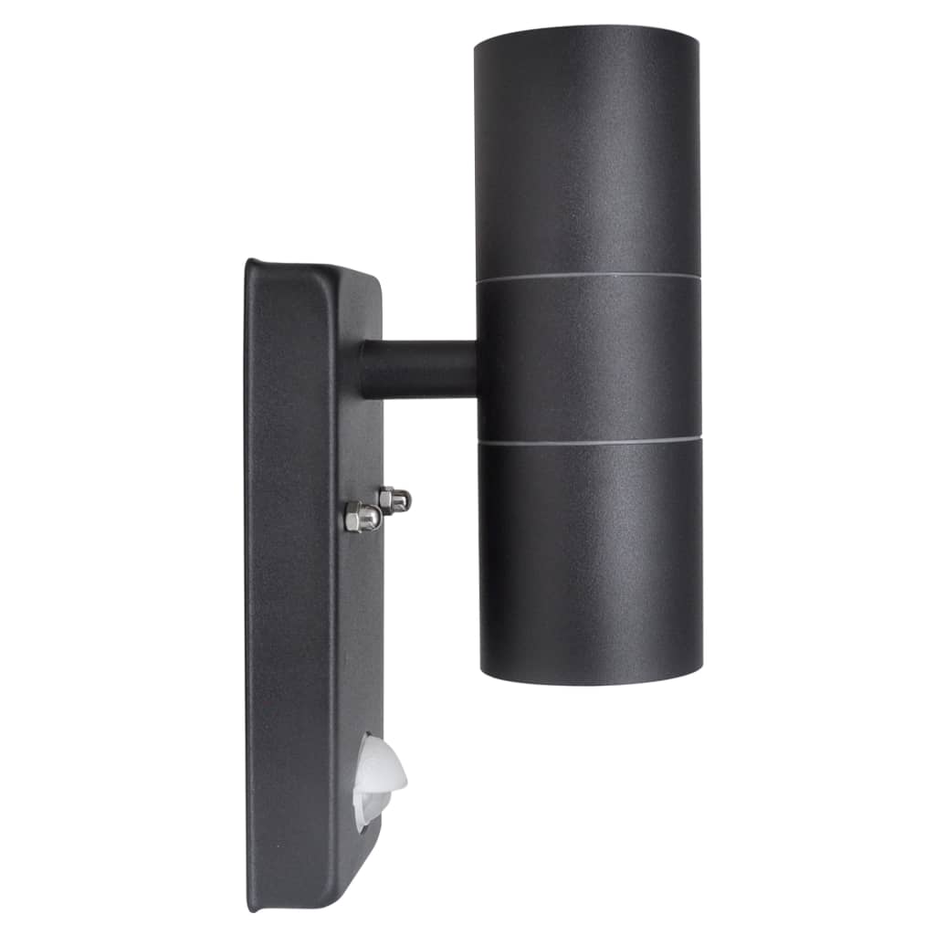 LED wall light stainless steel cylinder shape black with sensor