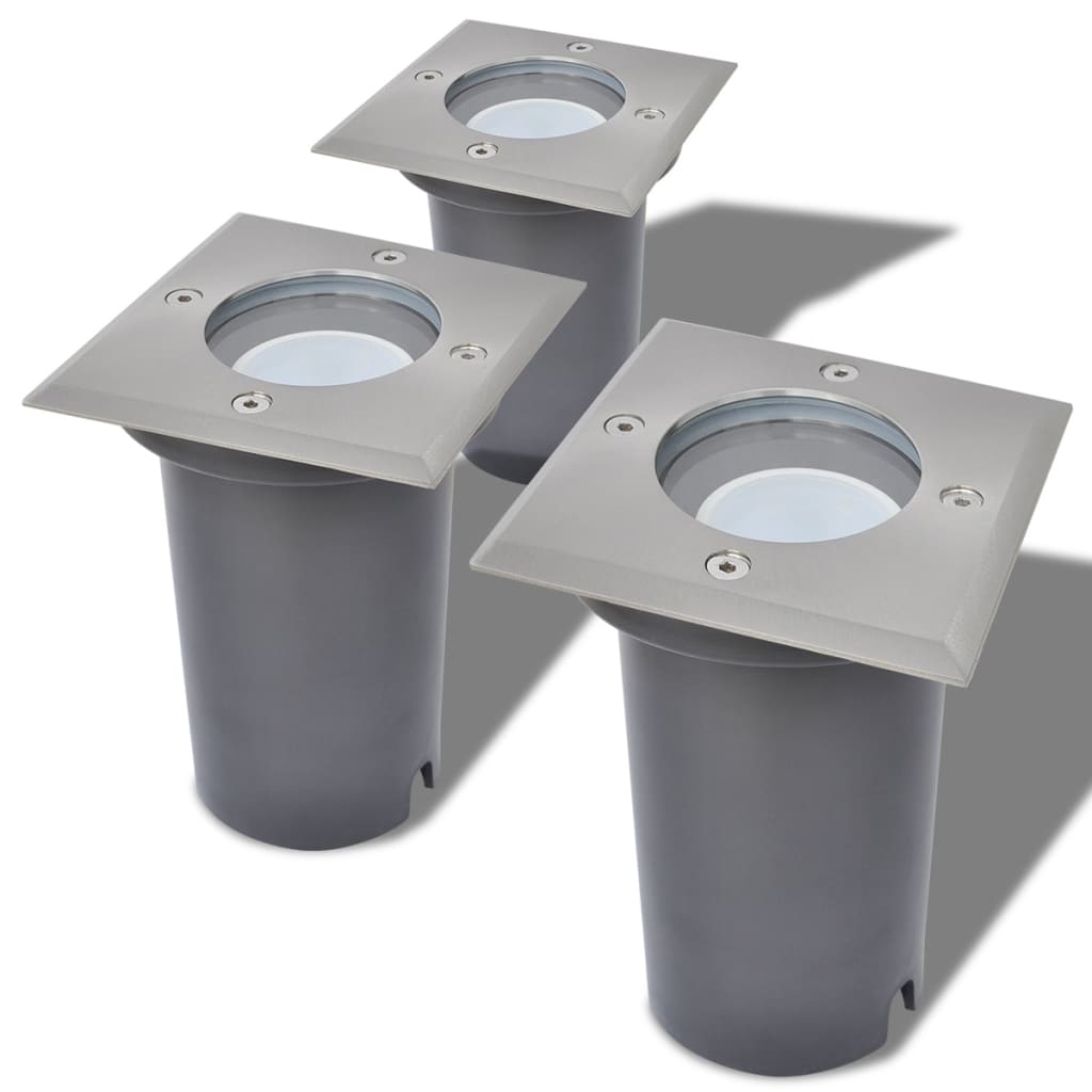 LED recessed floor spotlights 3 pieces Outdoor Square