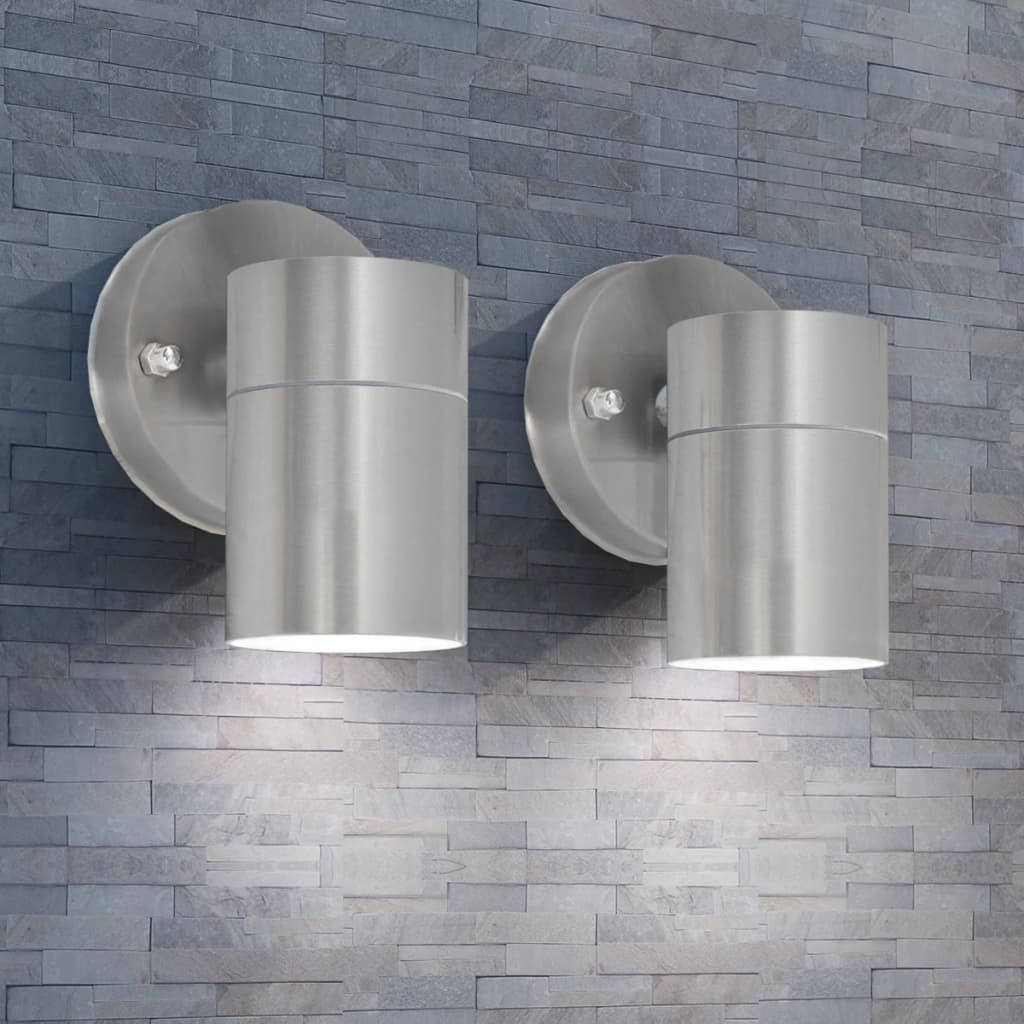 Outdoor wall lights 2 pcs. Stainless steel downward beam