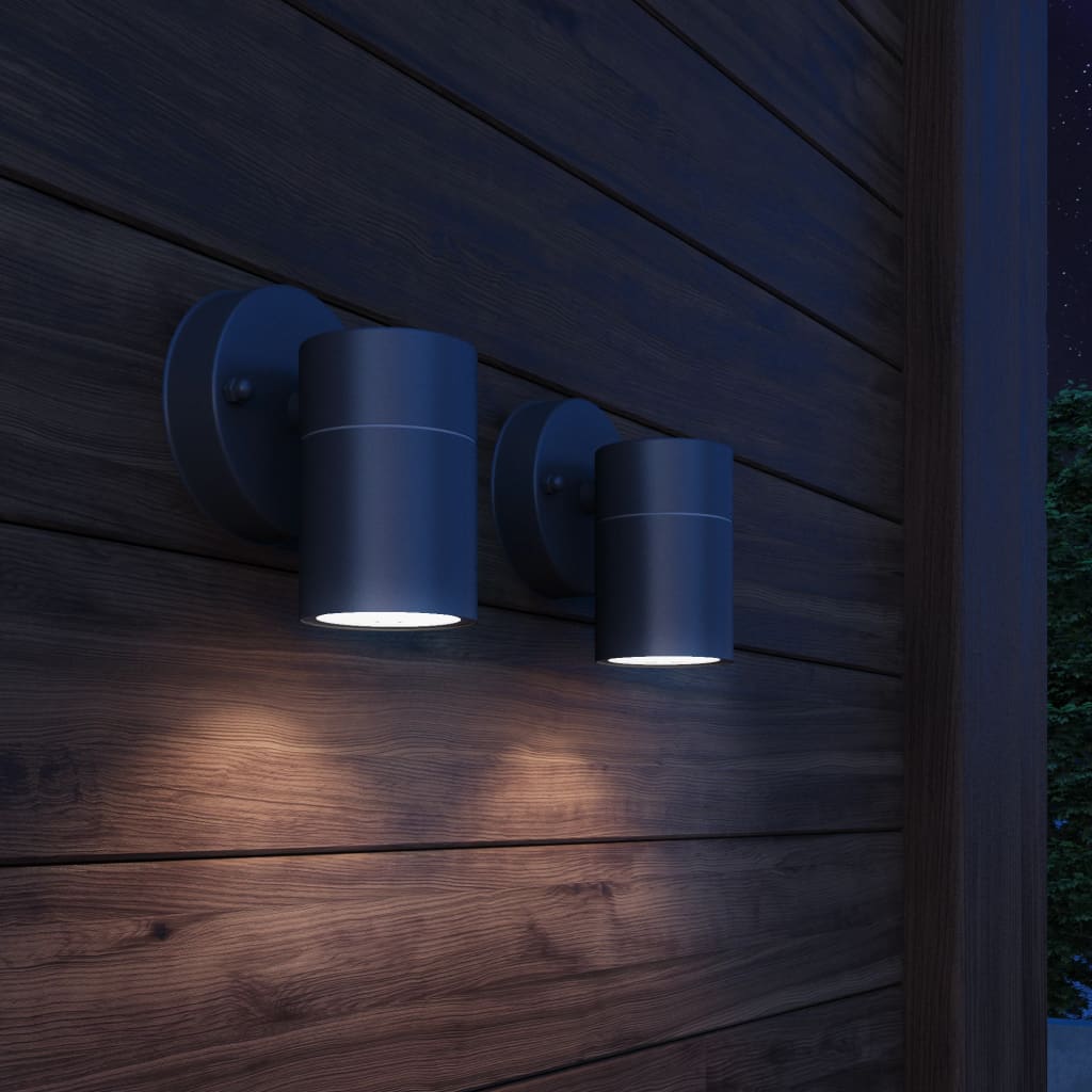 Outdoor wall lights 2 pcs. Stainless steel downward beam