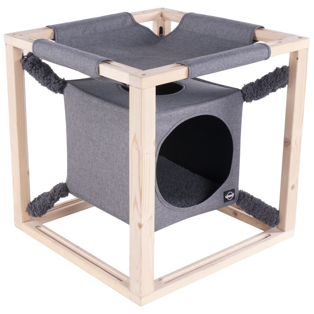 Cat Bed with Hammock Catcube Grey M 54x54x54 cm