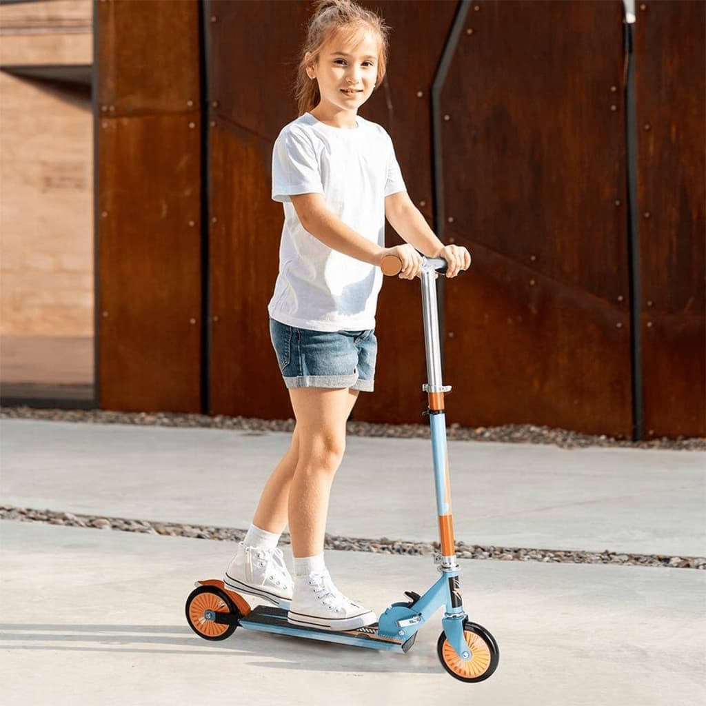 Foldable Scooter with Foot Brake Blue and Orange