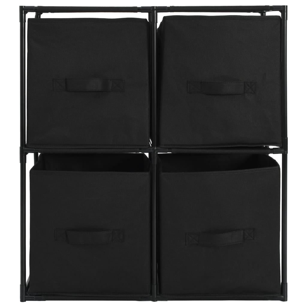 Lagerschrank mit 4 Stoffkörben Schwarz 63×30×71 cm Stahl