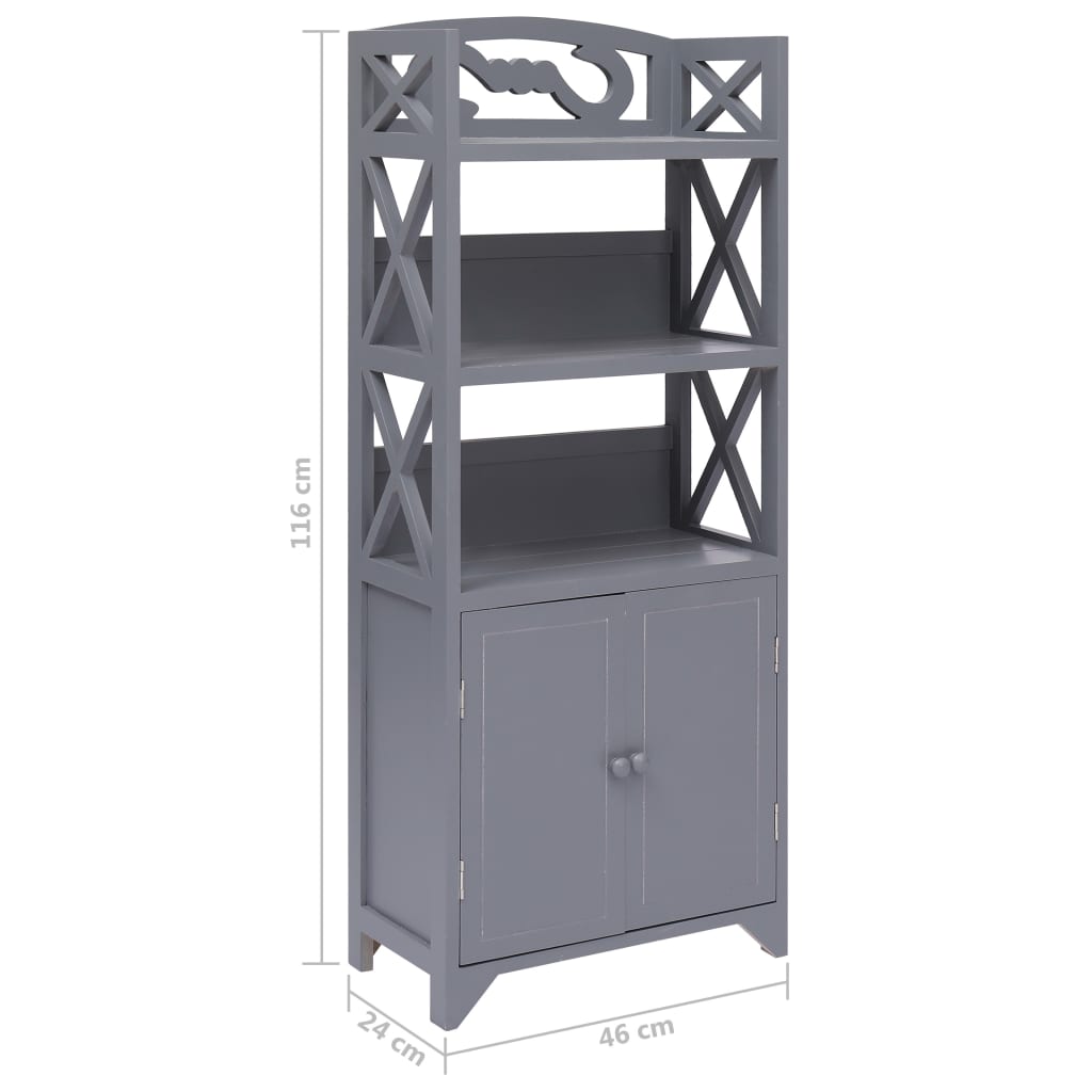 Badezimmerschrank Grau 46x24x116 cm Paulownia-Holz