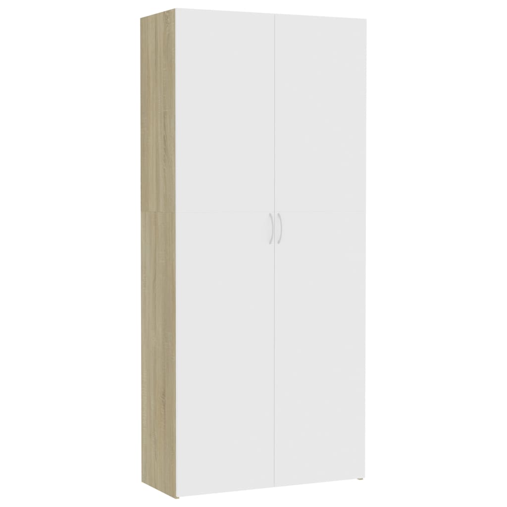 Storage Cabinet White Sonoma Oak 80x35.5x180 cm Wood Material