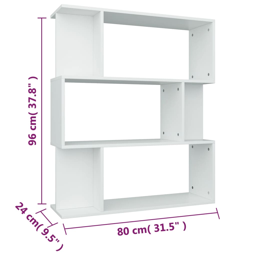 Bookshelf/Room Divider White 80x24x96 cm Wood Material