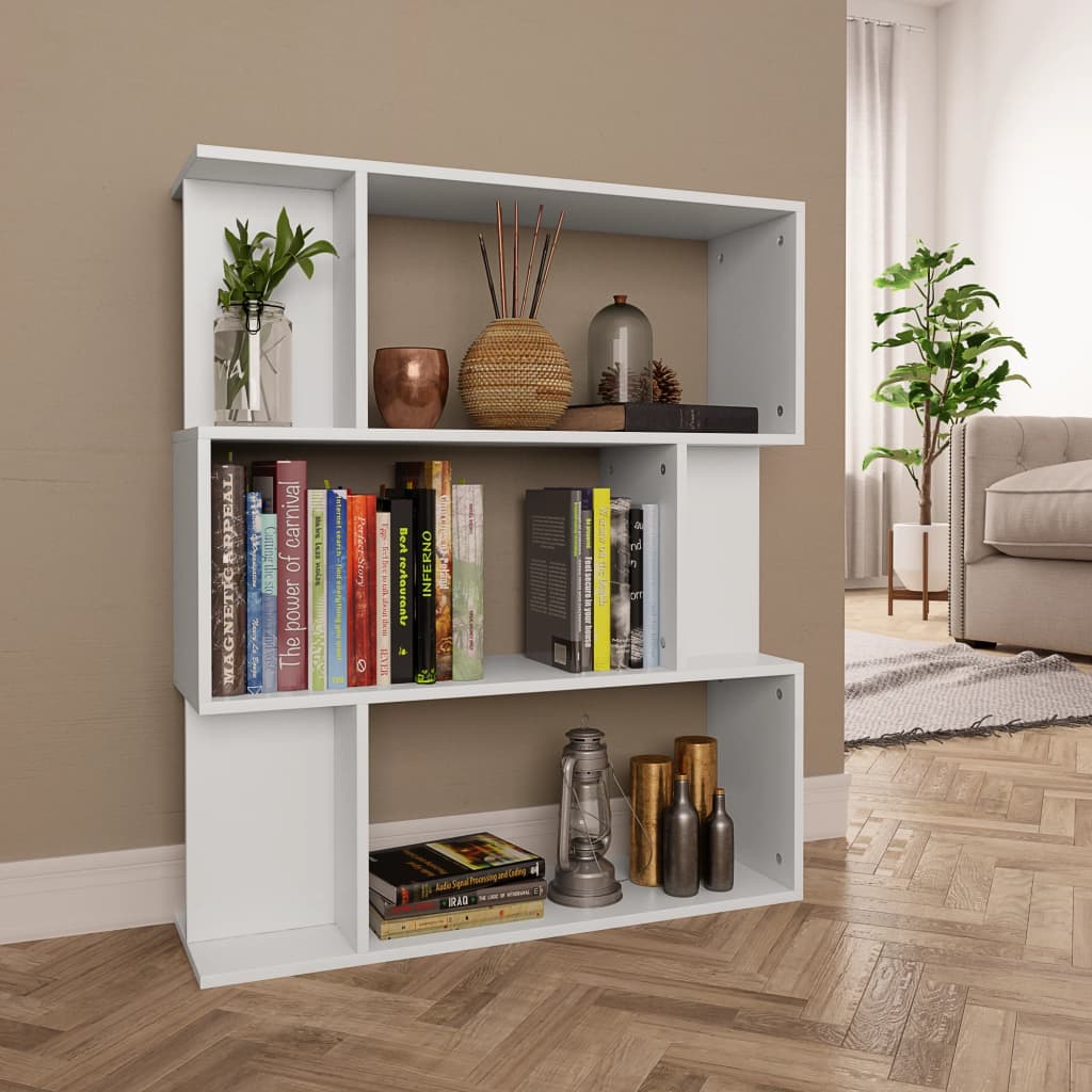 Bookshelf/Room Divider White 80x24x96 cm Wood Material