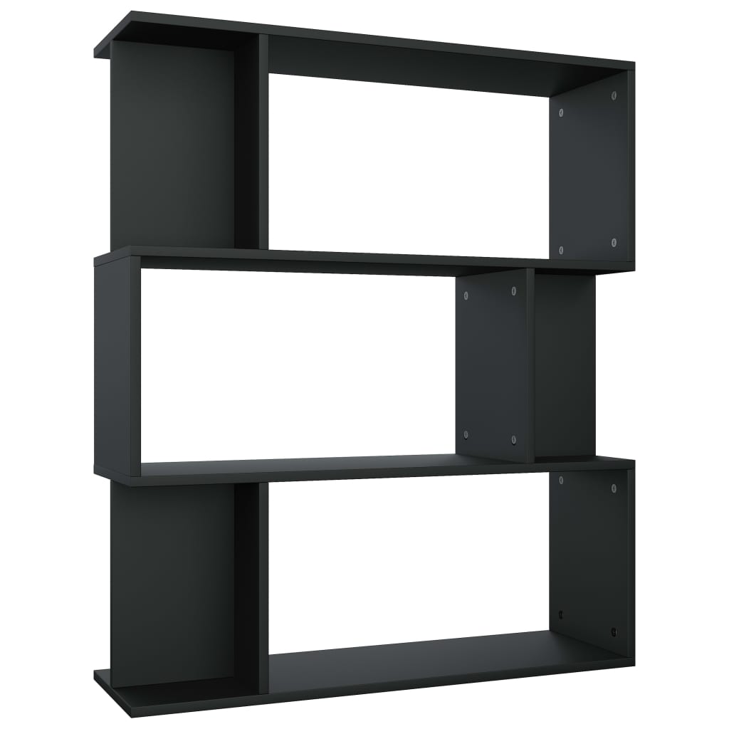 Bücherregal/Raumteiler Schwarz 80x24x96 cm Holzwerkstoff