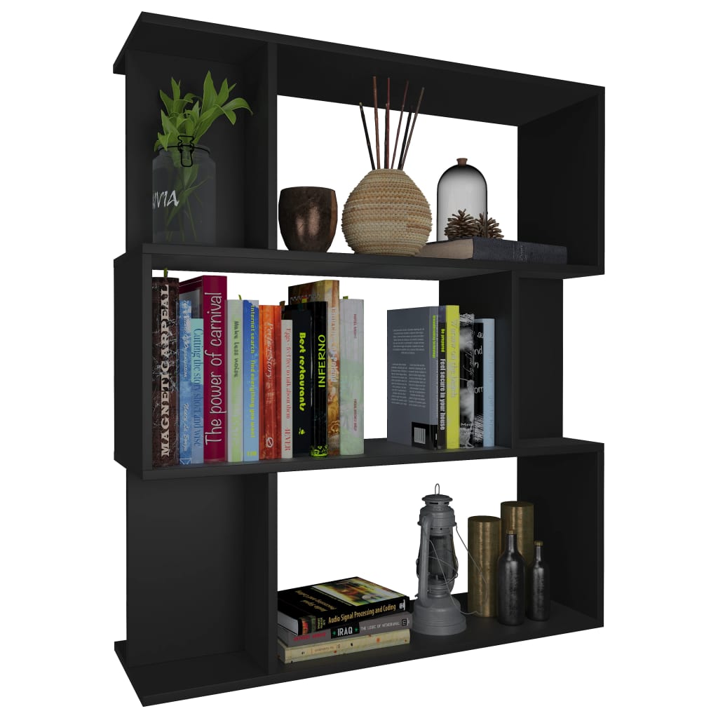 Bücherregal/Raumteiler Schwarz 80x24x96 cm Holzwerkstoff