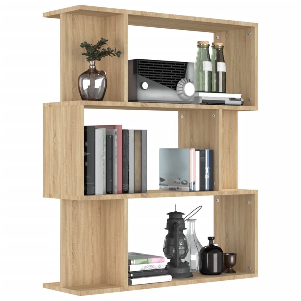 Bookshelf/Room Divider Sonoma Oak 80x24x96 cm Wood Material