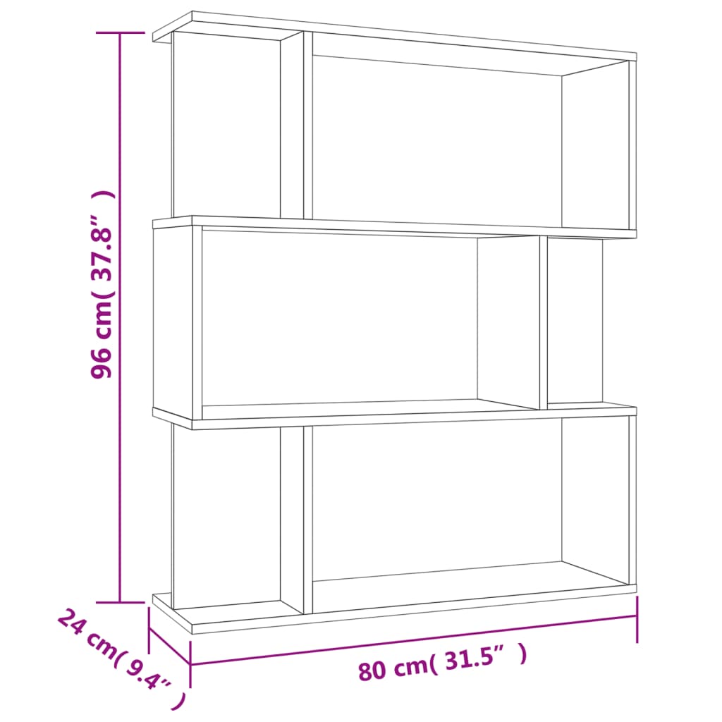 Bookshelf/Room Divider Sonoma Oak 80x24x96 cm Wood Material