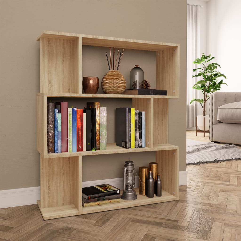 Bookshelf/Room Divider Sonoma Oak 80x24x96 cm Wood Material