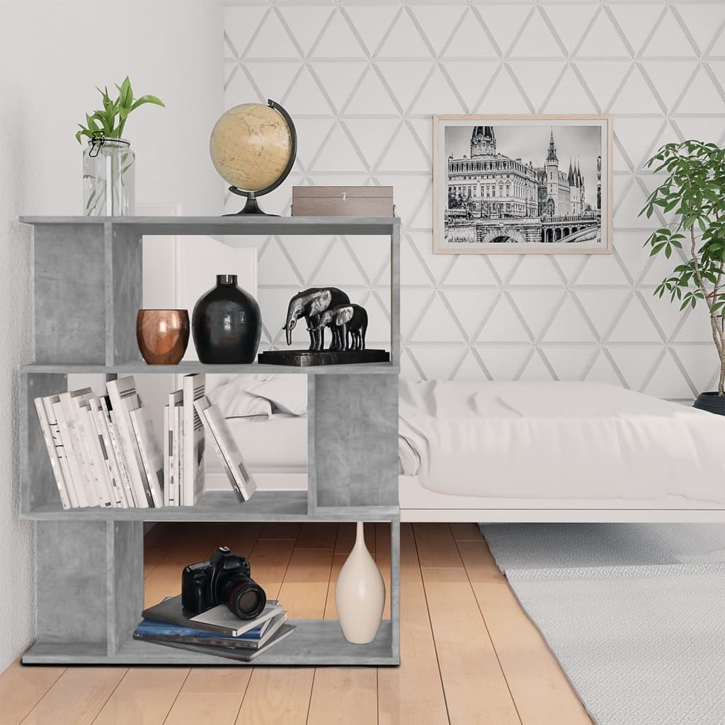 Bookshelf/Room Divider Concrete Grey 80x24x96 cm Wood Material