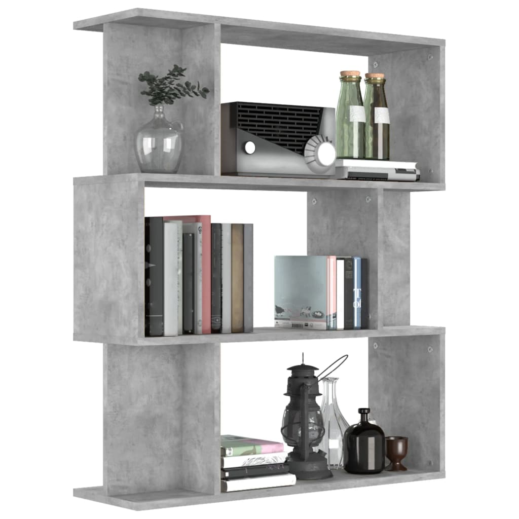 Bookshelf/Room Divider Concrete Grey 80x24x96 cm Wood Material