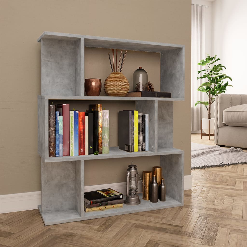 Bookshelf/Room Divider Concrete Grey 80x24x96 cm Wood Material