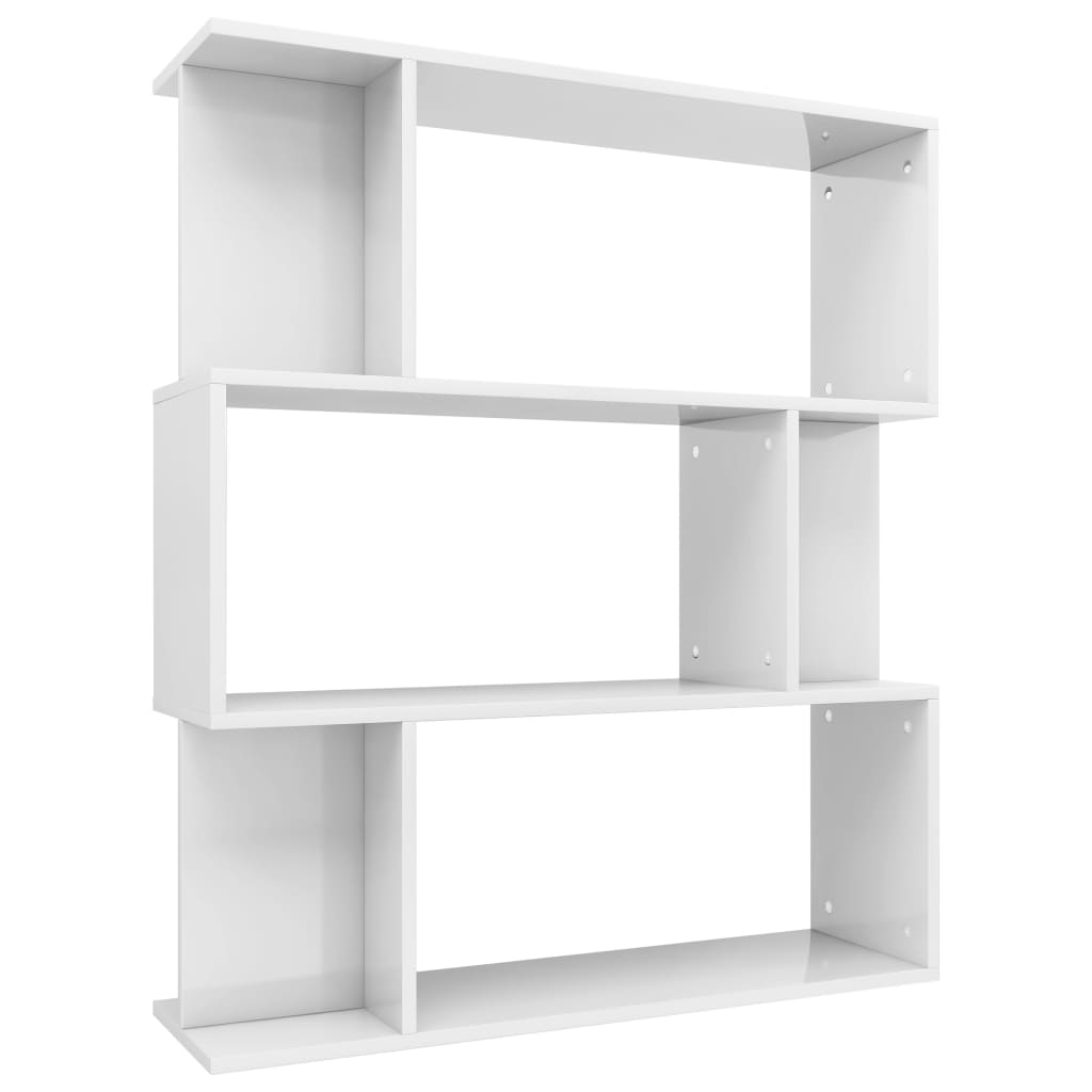 Bookshelf/Room Divider High Gloss White 80x24x96 cm