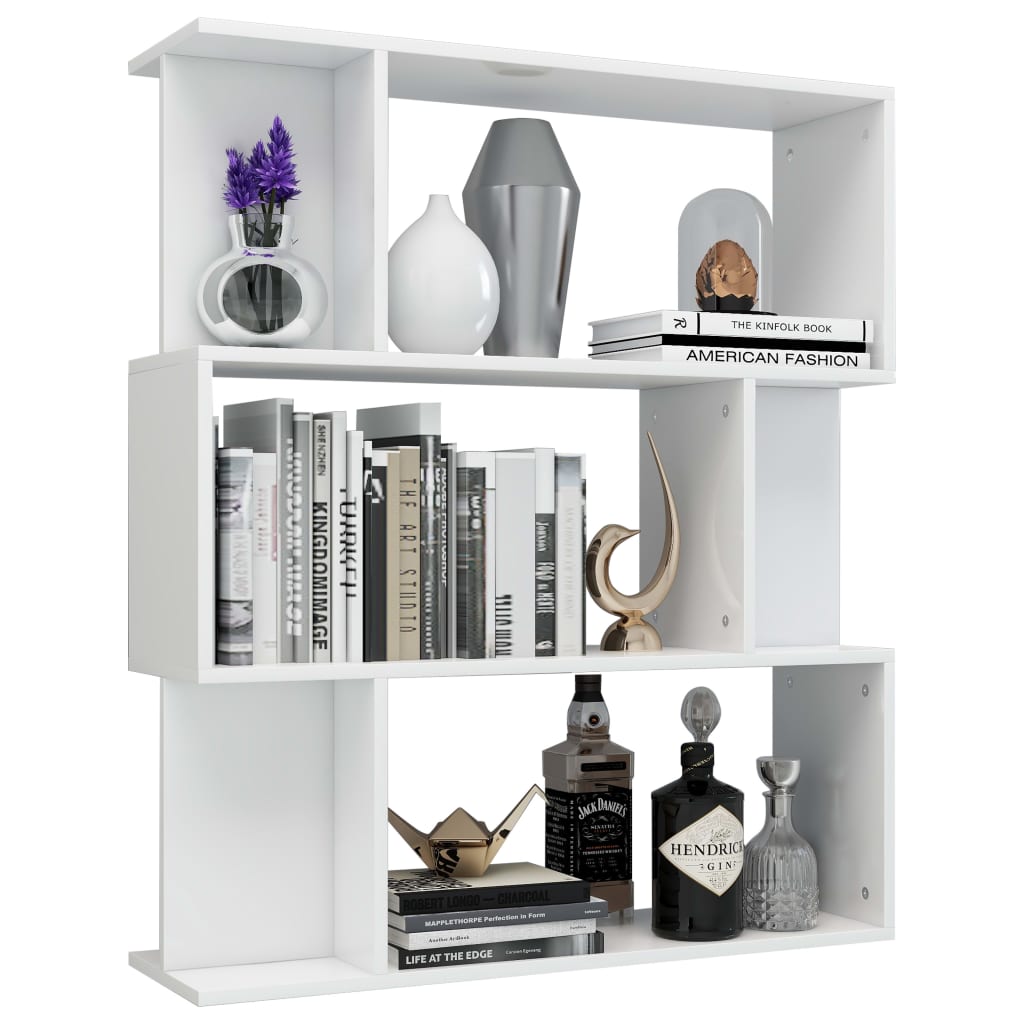 Bookshelf/Room Divider High Gloss White 80x24x96 cm