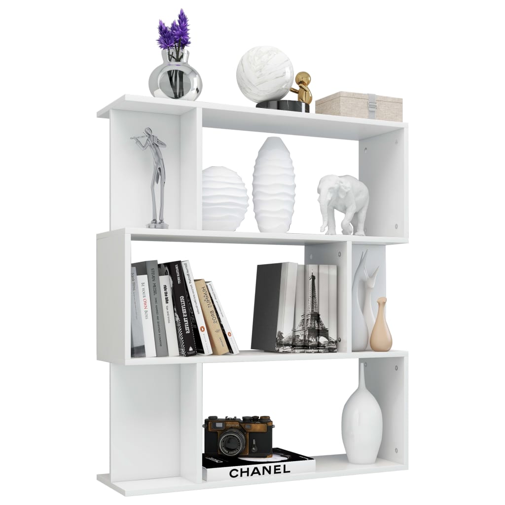 Bookshelf/Room Divider High Gloss White 80x24x96 cm