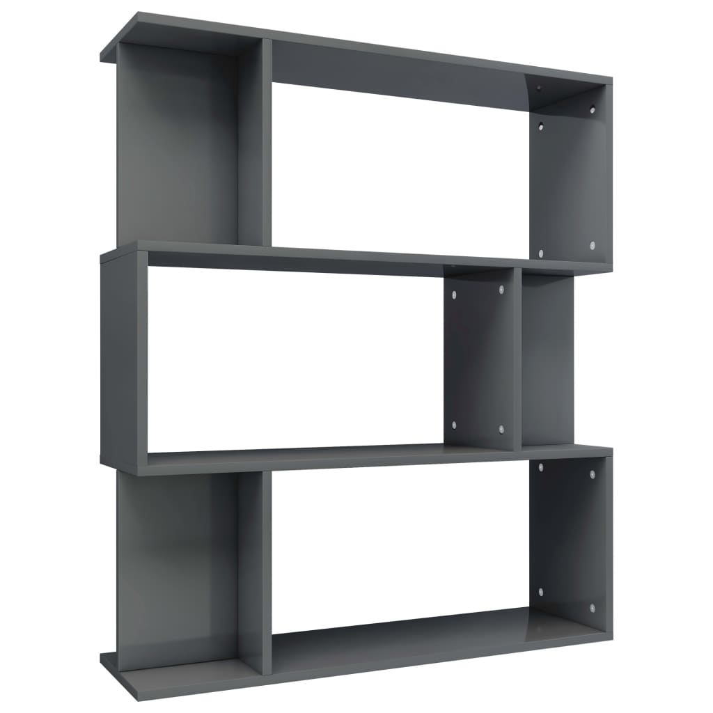 Bookshelf/Room Divider High Gloss Grey 80x24x96 cm Wood Material