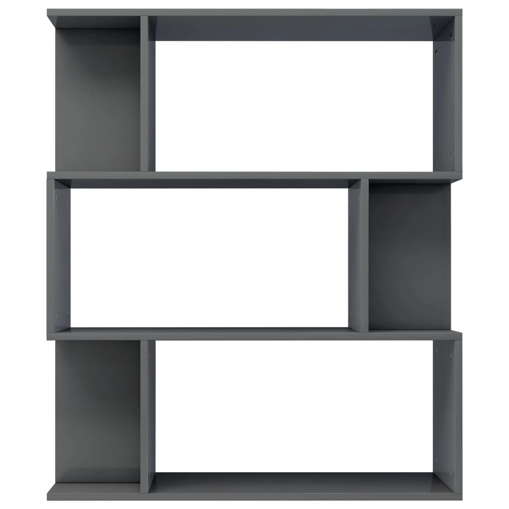 Bücherregal/Raumteiler Hochglanz-Grau 80x24x96 cm Holzwerkstoff