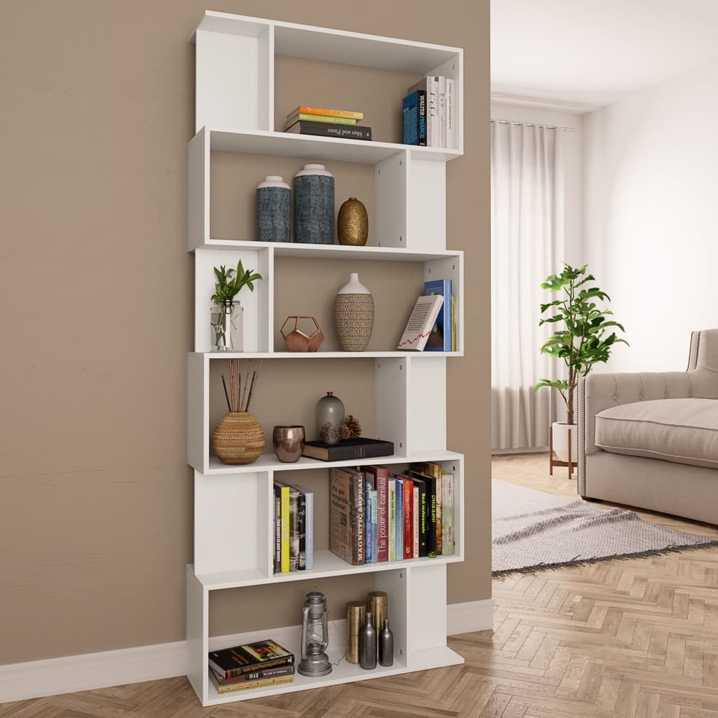 Bookshelf/Room Divider White 80x24x192 cm Wood Material