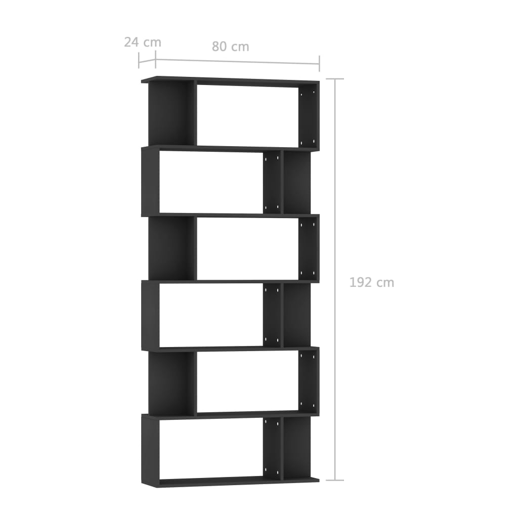 Bücherregal/Raumteiler Schwarz 80x24x192 cm Holzwerkstoff