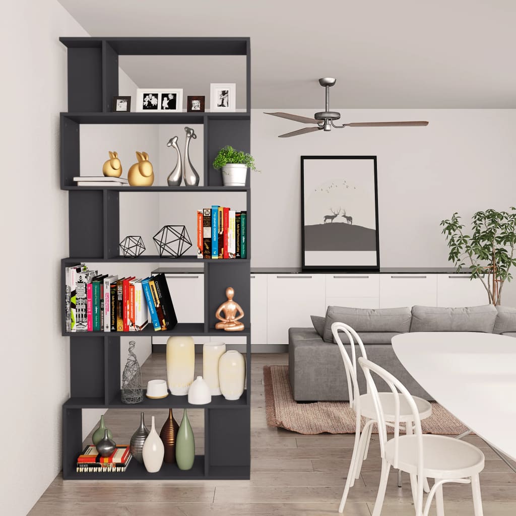 Bookshelf/Room Divider Grey 80x24x192 cm Wood Material