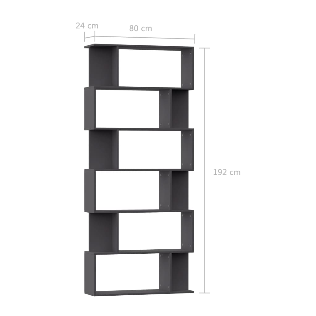 Bookshelf/Room Divider Grey 80x24x192 cm Wood Material