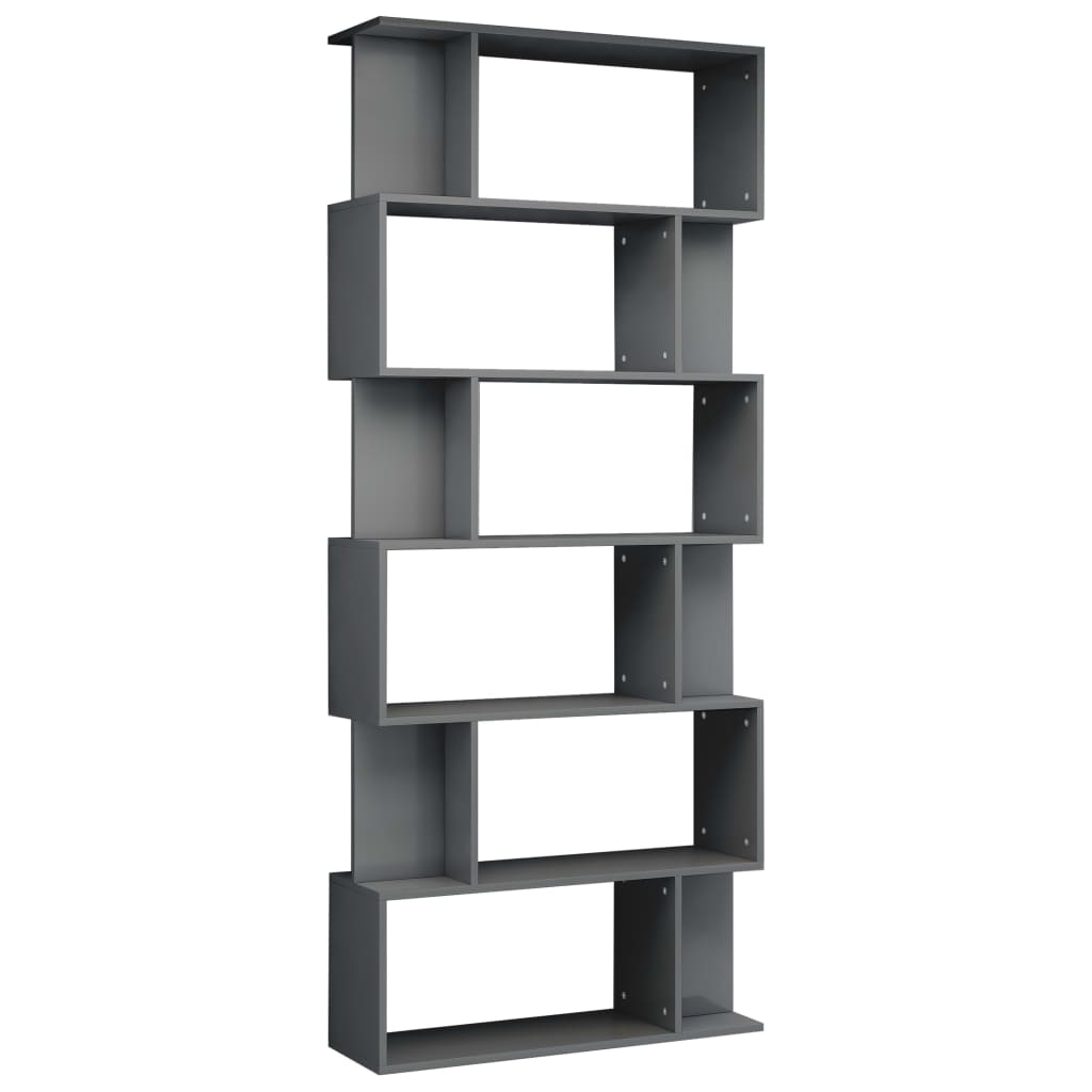 Bookshelf/Room Divider High Gloss Grey 80x24x192 cm