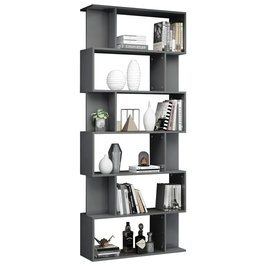 Bookshelf/Room Divider High Gloss Grey 80x24x192 cm