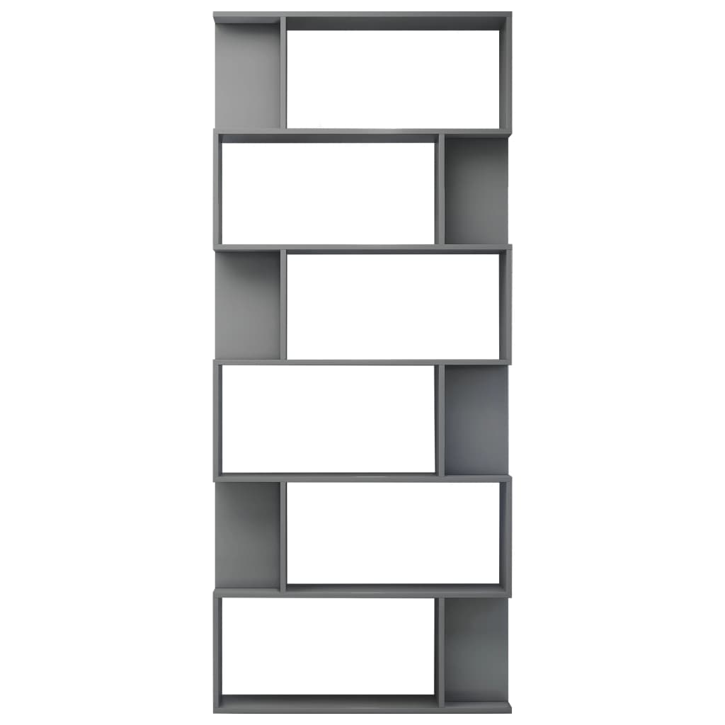 Bookshelf/Room Divider High Gloss Grey 80x24x192 cm