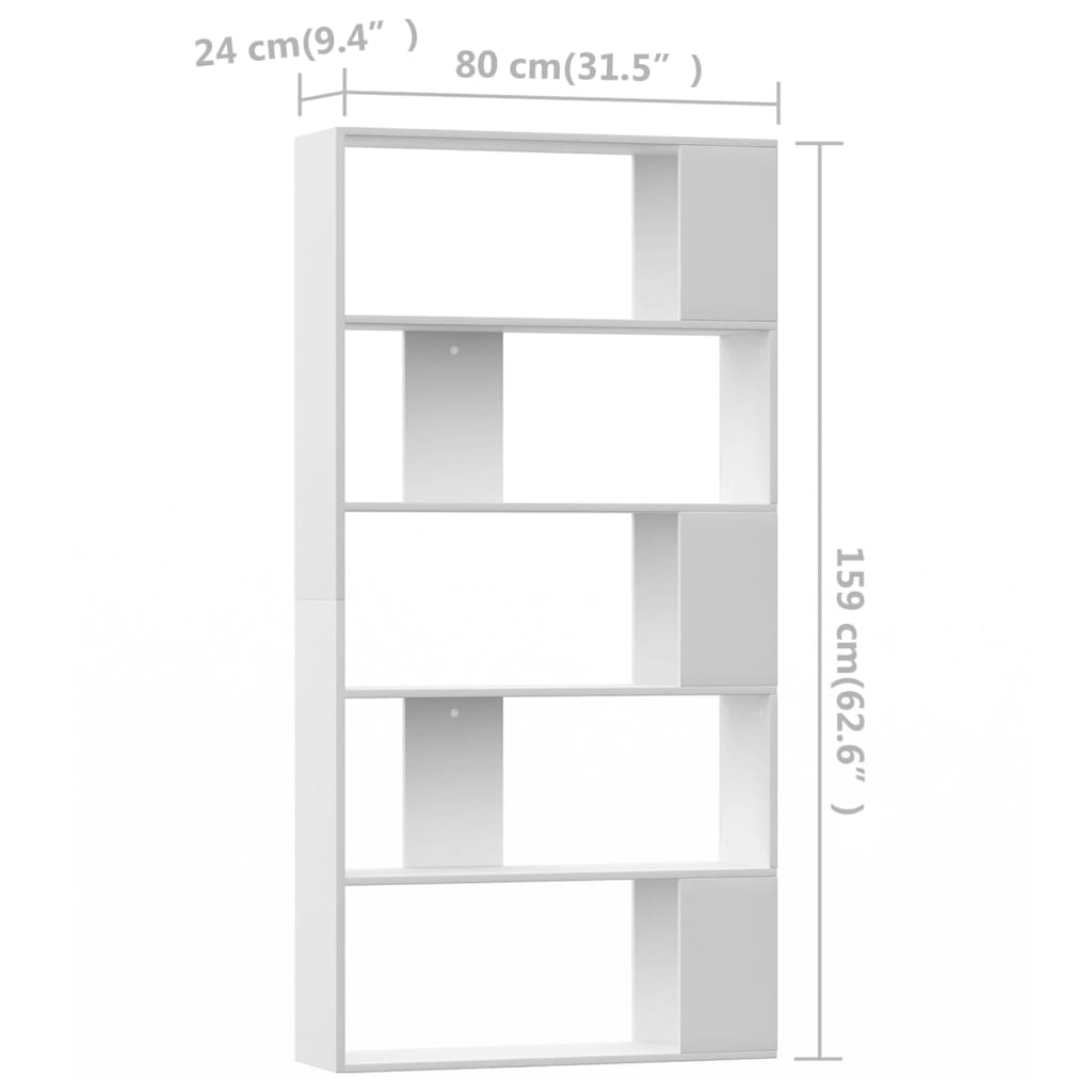 Bookshelf/Room Divider White 80x24x159 cm Wood Material